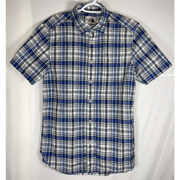 The North Face Other - The North Face Shirt Mens Small Blue White Plaid Button Up Short Sleeve Casual